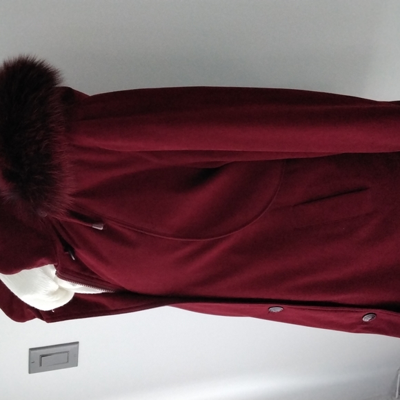 SEQUENCE Women’s burgundy parka/removable hood - Picture 2 of 14